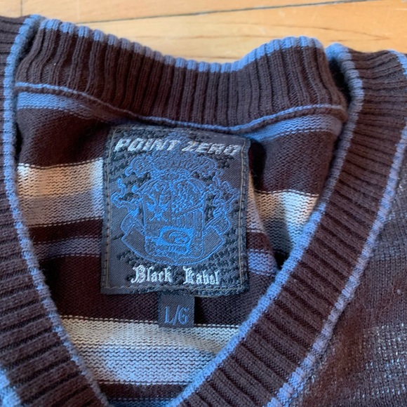 Point zero black label vintage brown sweater with blue accents - Picture 3 of 4